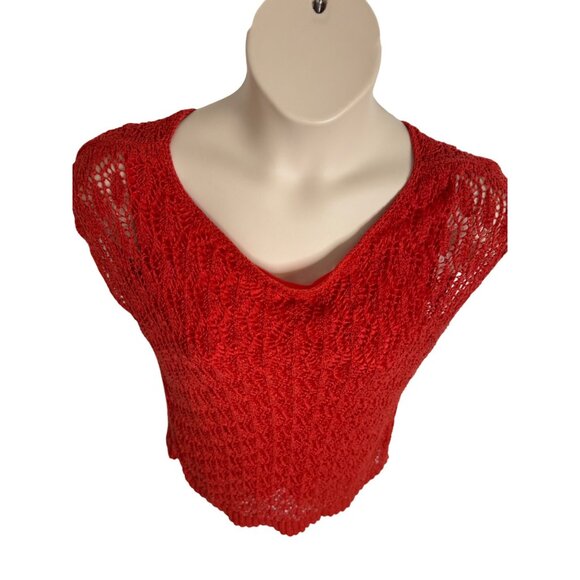 Jones Wear Net Lace Cap Sleeve Blouse Lined Size XL Red - Picture 5 of 8